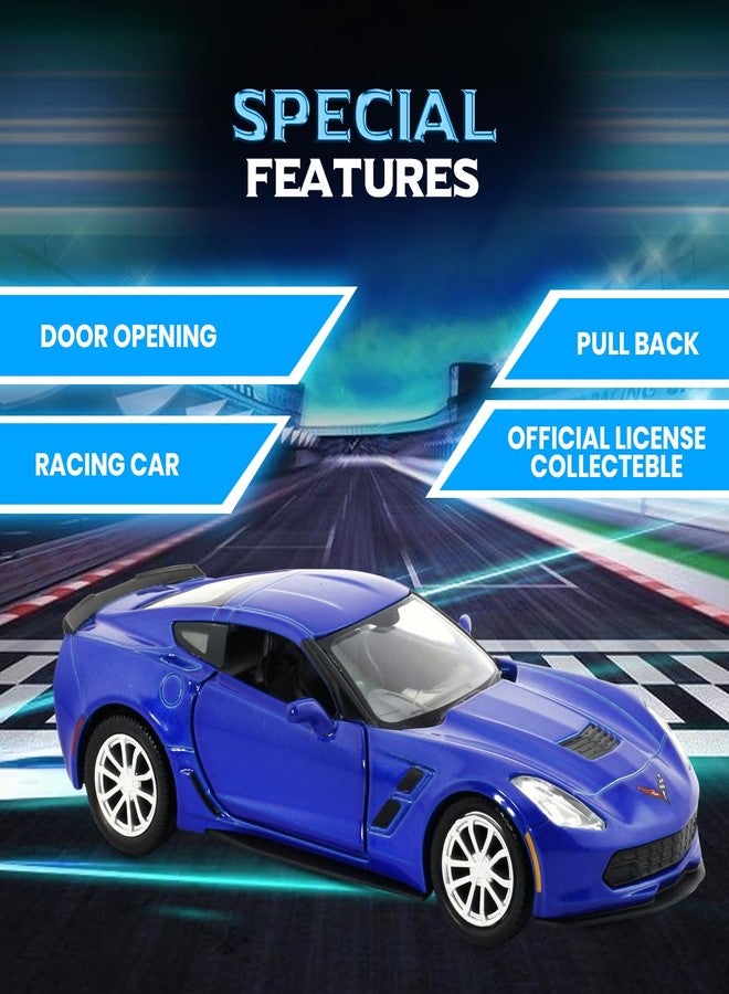 آر إم زد سيتي سيارة لعبة شيفروليه كورفيت جراند سبورتس 2017 من آر إم زد سيتي، مصنوعة من المعدن المصبوب، مقاس 5 بوصات، بمقياس 1:39 | سيارة قابلة للتجميع مرخصة، بأبواب قابلة للفتح وآلية سحب للخلف | سلسلة عالمية لعشاق السيارات | أزرق - Image 4